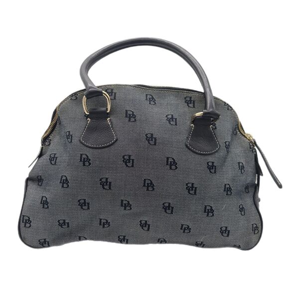 Dooney & Bourke Large Gray Monogram Canvas & Leather Trim Dome Satchel Bag GUC - Picture 3 of 12
